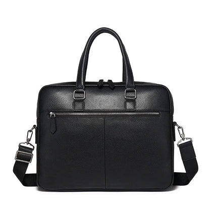 Genuine Leather Men's Briefcase – 14" Laptop Business Bag