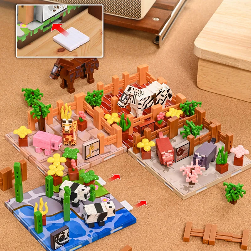 Magnetic Building Blocks STEM Toy – Zoo & Mine World Set