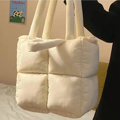 Puffer Tote Bag for Women – Large Quilted Cotton Shoulder Bag