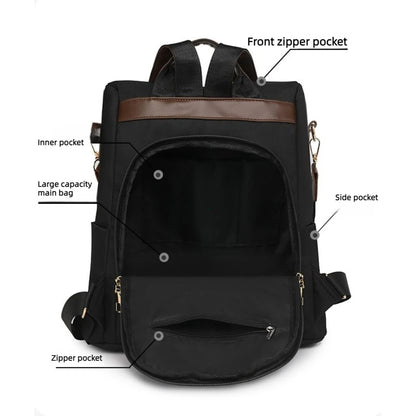 Anti-Theft Women's Nylon Backpack – Large Capacity Travel Shoulder Bag