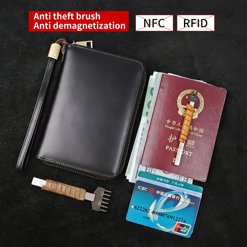 RFID Blocking Leather Passport Wallet & Card Holder