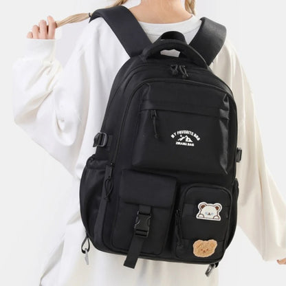 Waterproof Nylon Backpack – Korean Style Women's School & Travel Bag