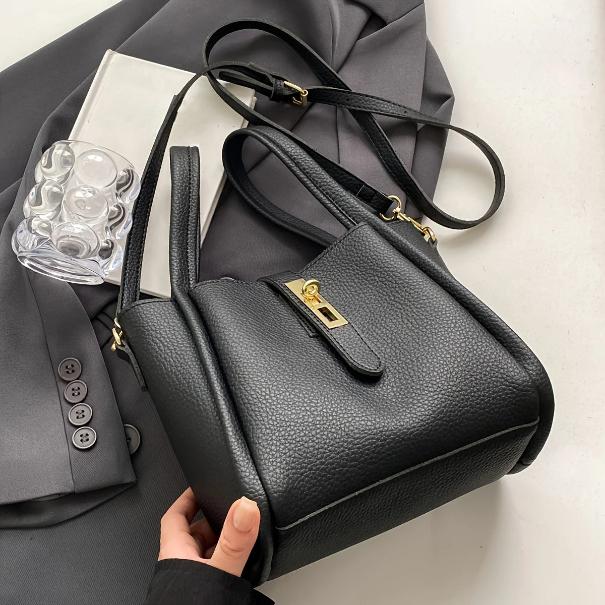 Crossbody Bag - Retro Solid Color Multifunctional Handbag