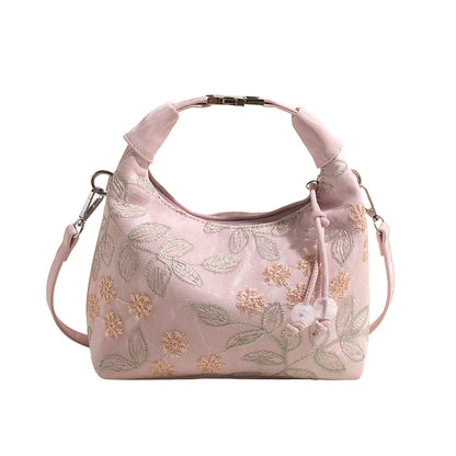 Floral Embroidery Shoulder Bag – Elegant Women's Handbag