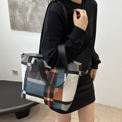 Checkered Tote Bag for Women – Plaid Shoulder Commuter Handbag
