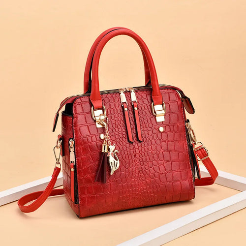 Luxury Alligator Pattern Handbag for Women – Large Capacity PU Leather