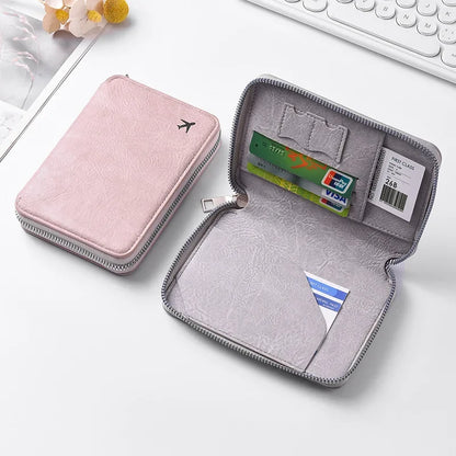 Zippered Passport Holder & Travel Card Organizer Wallet