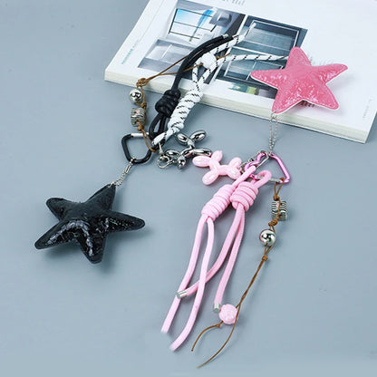 Starfish & Balloon Dog Charm Keychain – Braided Rope Bag Pendant