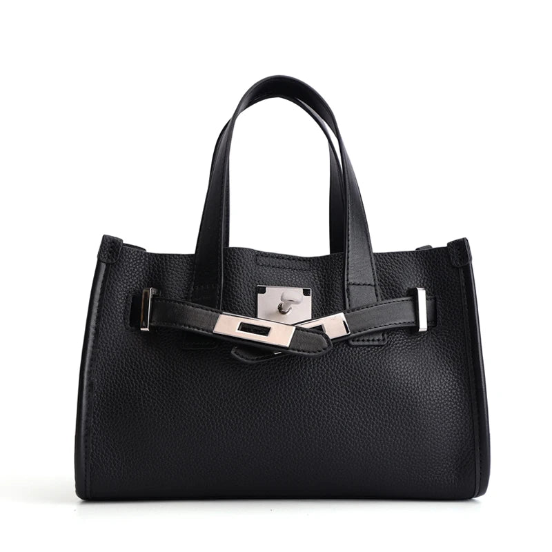Genuine Leather Tote Bag – Luxury Cowhide Shoulder Handbag