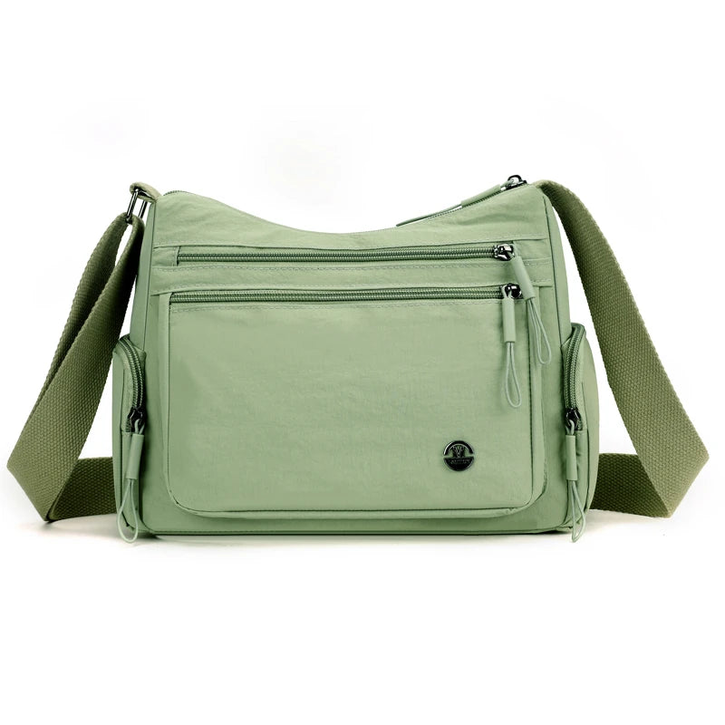Women's Multi-Pocket Crossbody Bag – Lightweight Nylon Shoulder Bag