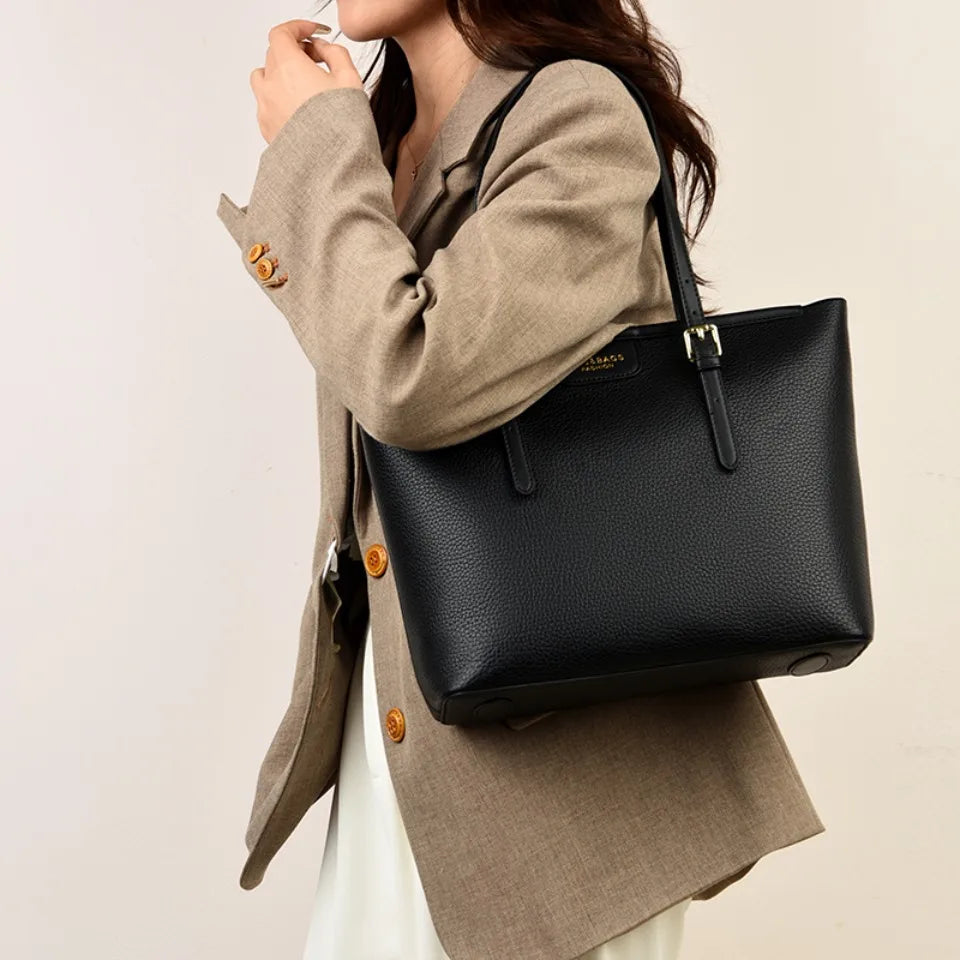 Soft Leather Tote Bag for Women – Large Work & Commute Shoulder Bag
