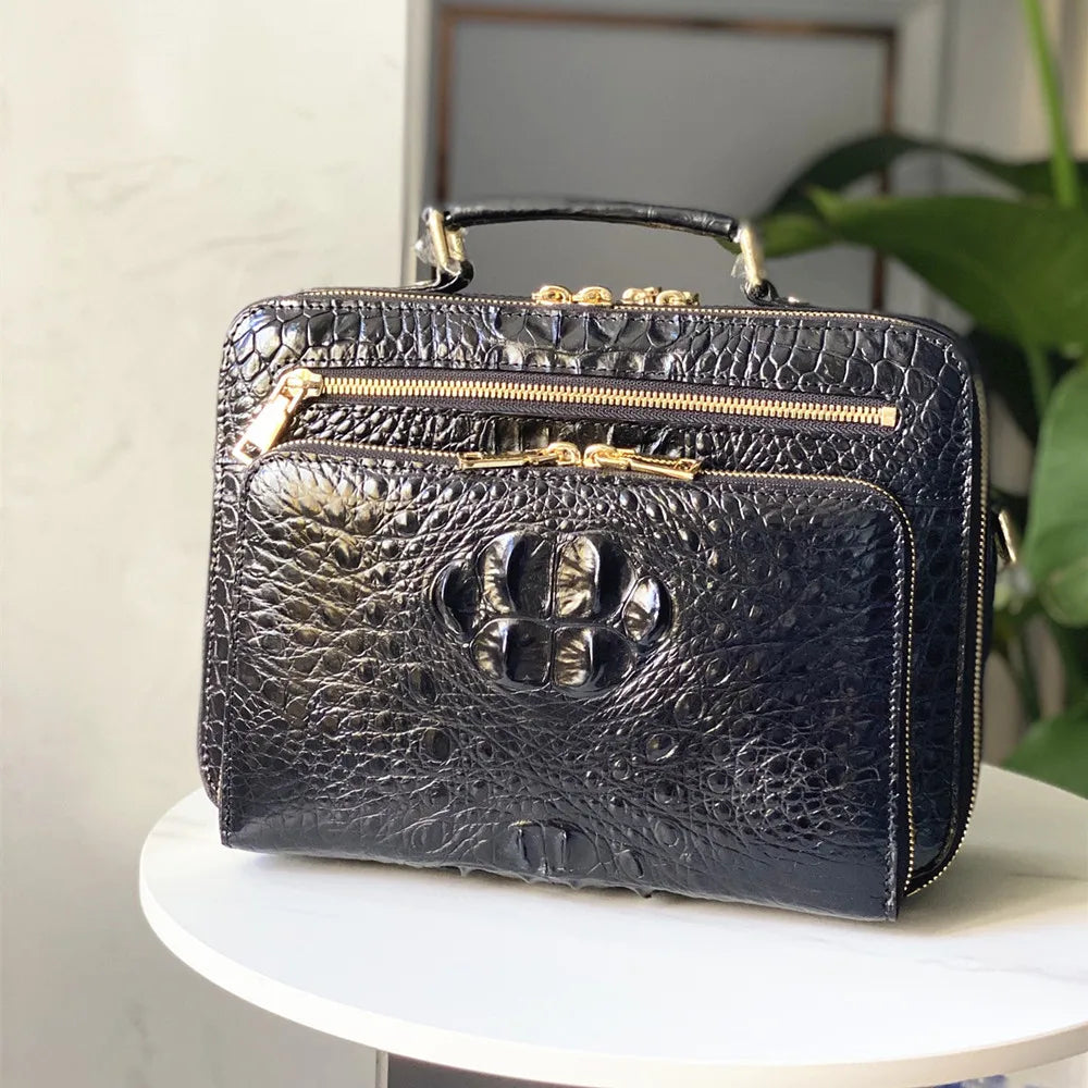 Genuine Crocodile Leather Shoulder Bag – Large Capacity