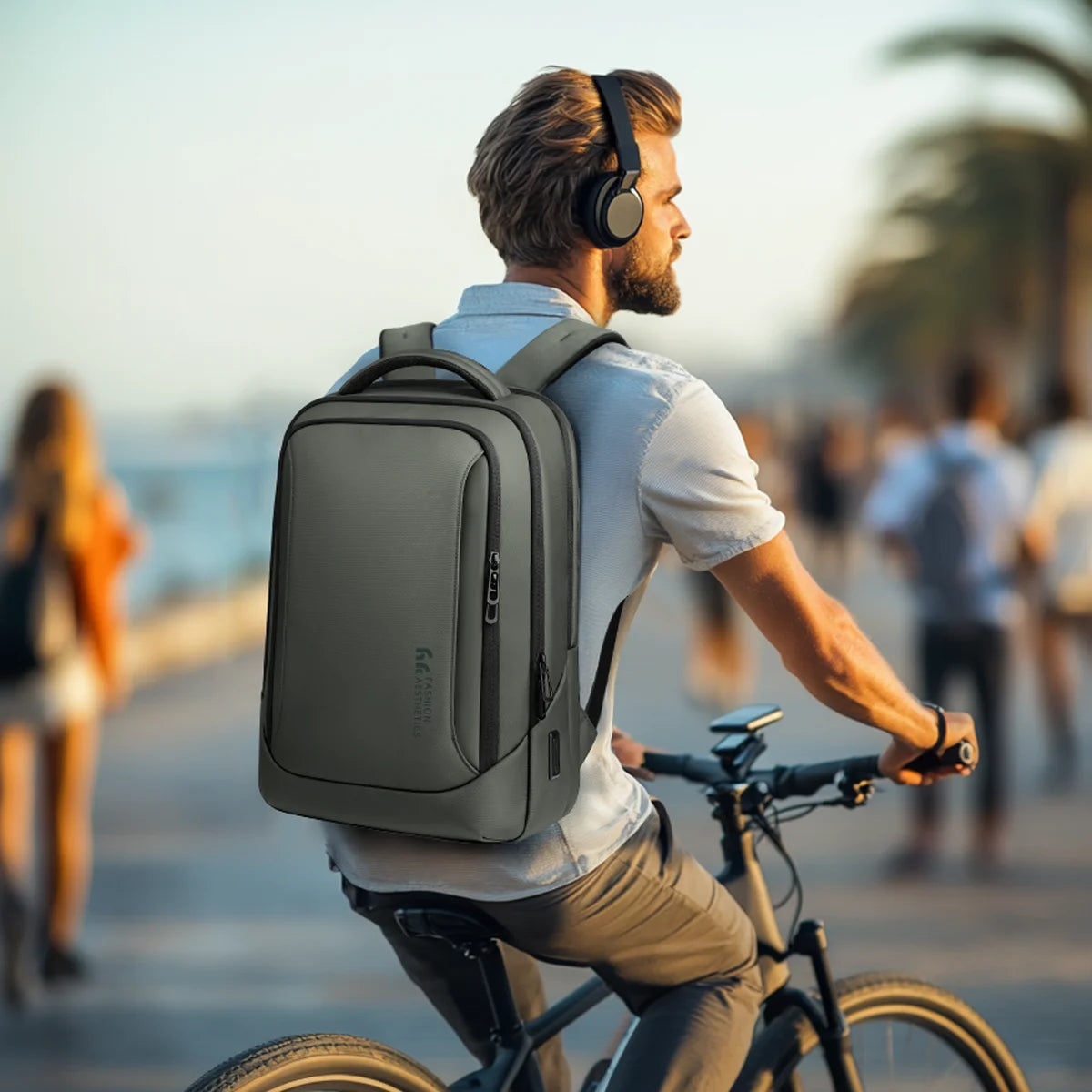 Laptop Backpack for Men, Waterproof Travel Bag with USB Charging Port