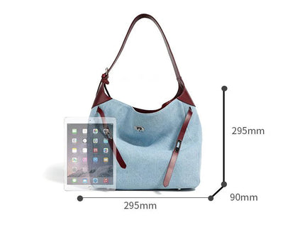 Foxer Women Denim Shoulder Bag Large Capacity Handbag Tote Hobo Lady