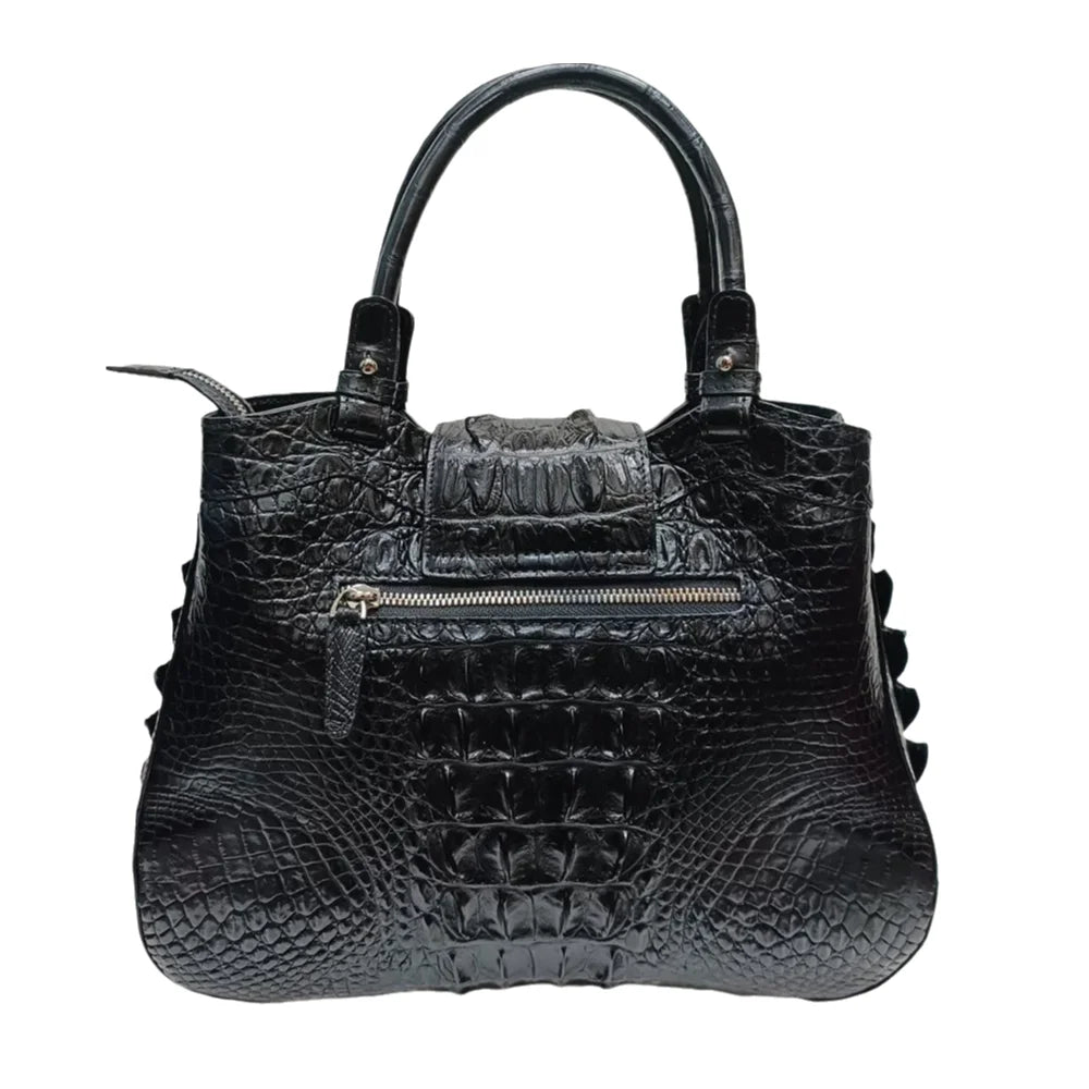 Crocodile Leather Women's Handbag – Large Black Tote Bag