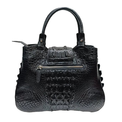 Crocodile Leather Women's Handbag – Large Black Tote Bag