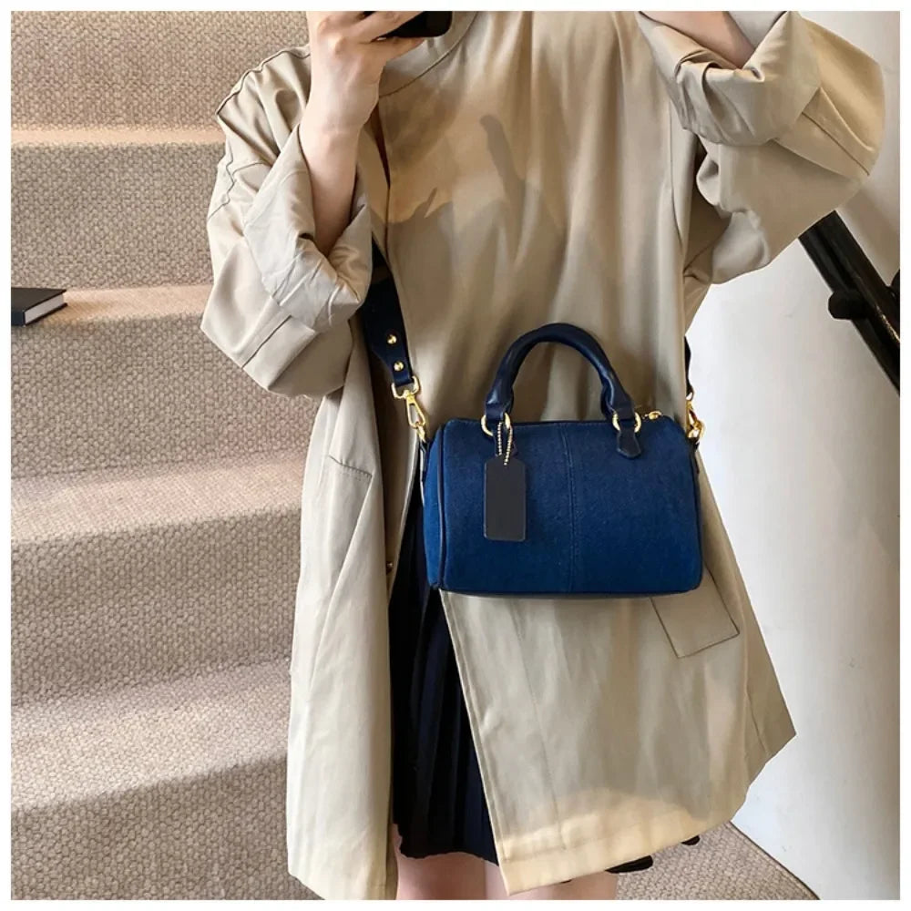 Colorblock Mini Boston Bag – Patchwork Crossbody Handbag