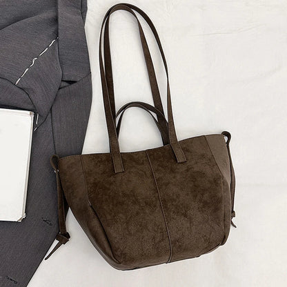 Large Suede Tote Bag – Women's Retro Shoulder Handbag