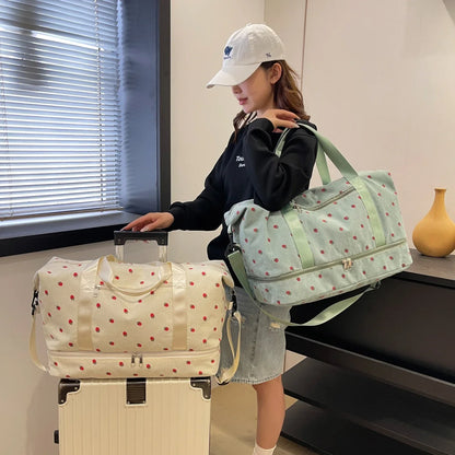 Corduroy Duffle Bag for Women – Large Capacity with Shoe Compartment