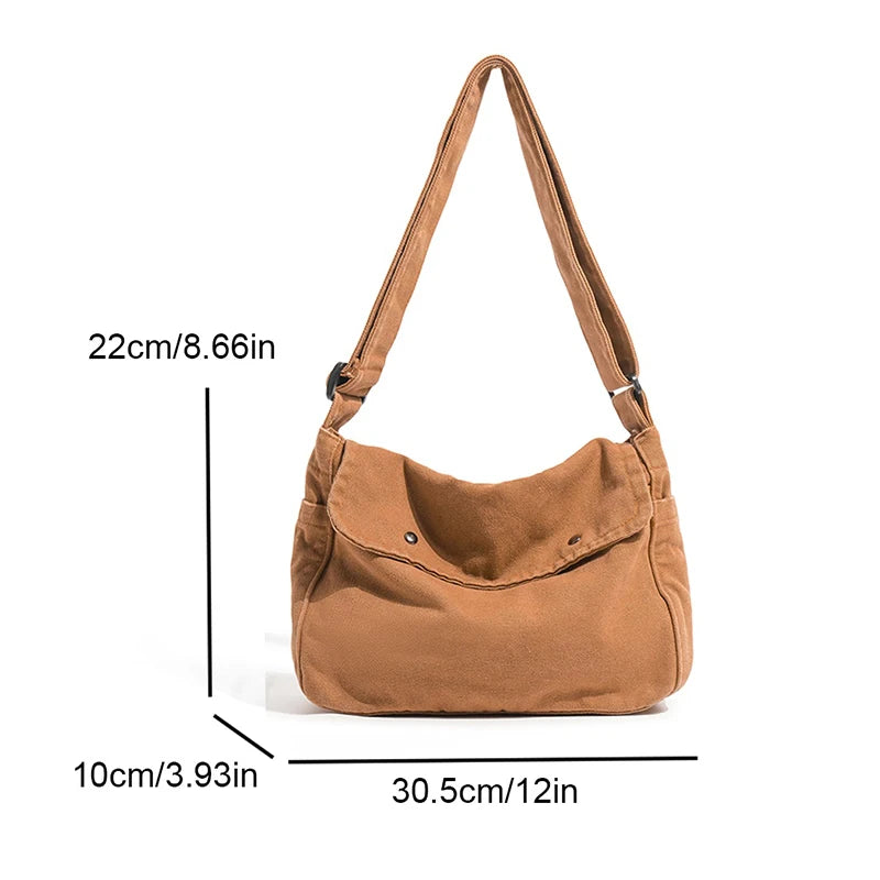 Canvas Crossbody Bag for Women – Vintage Washed Shoulder Hobo