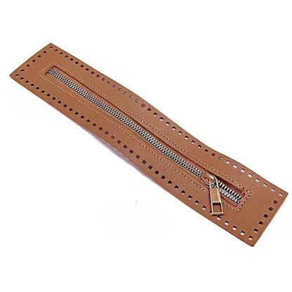 Leather Zipper Bag Bottom with Holes – 27cm Crochet Bag Base