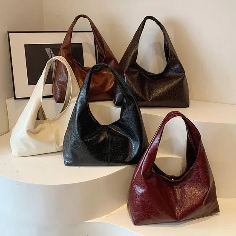 Large Capacity PU Leather Hobo Shoulder Bag for Women