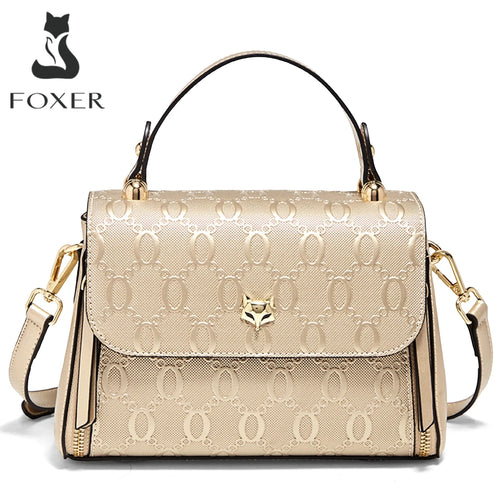 Foxer Lady S Handbag Split Leather Shoulder Bag Light Luxury Crossbody Vintage Commute Female
