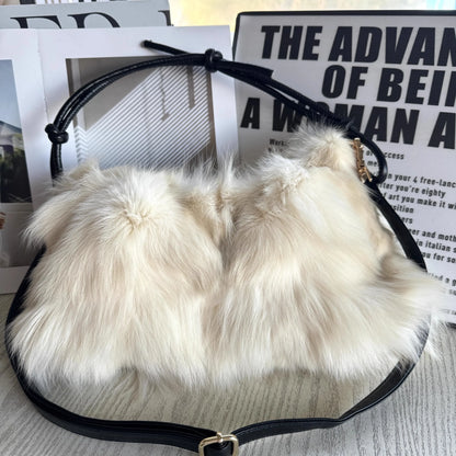 Luxury Europe America Women Real Fox Fur Bag Messenger Chain Shoulder Ladies Tote Handbag Crossbody