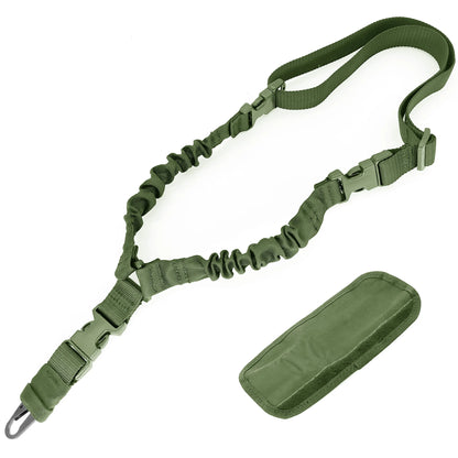 Tactical Bungee Rifle Sling with Metal Hook & Shoulder Pad