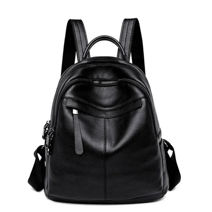 Genuine Leather Women Backpack – Multi-Pocket Luxury
