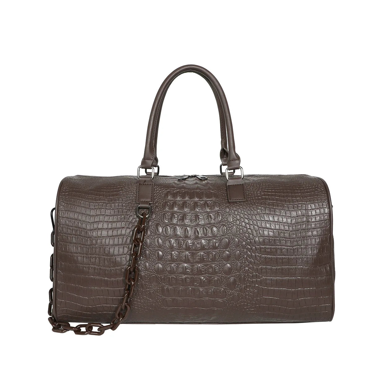 Crocodile Pattern PU Leather Travel Duffle Bag for Women