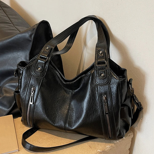 Large Capacity Women's Leather Tote Shoulder Bag
