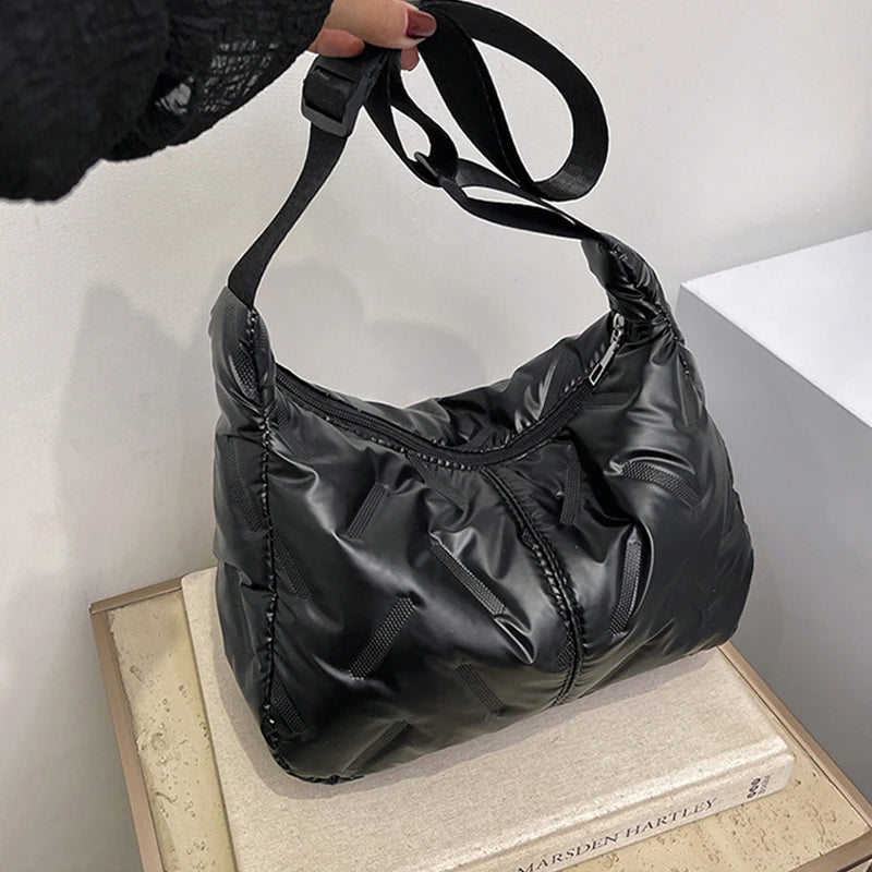 Quilted Puffy Hobo Bag – Women's Large Padded Shoulder Tote
