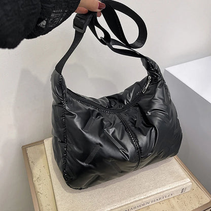 Quilted Puffy Hobo Bag – Women's Large Padded Shoulder Tote