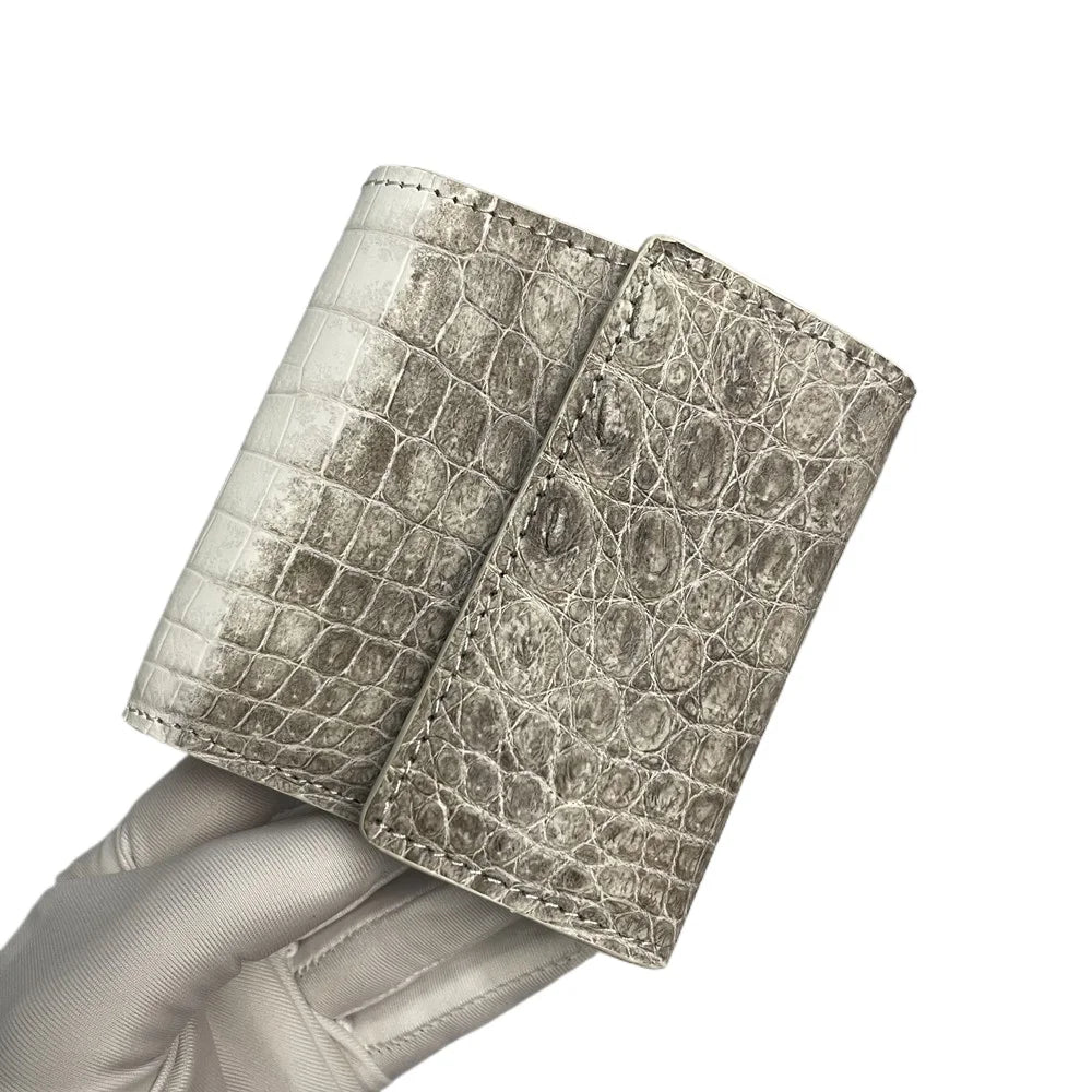 Himalayan Crocodile Leather Bifold Wallet – Unisex Multi-Card Zipper