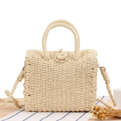 Straw Woven Tote Bag – Women's Large Capacity Summer Beach Handbag