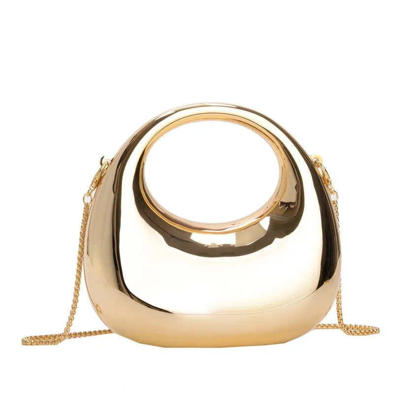 Metallic Half Moon Clutch Bag – Luxury Evening Crossbody