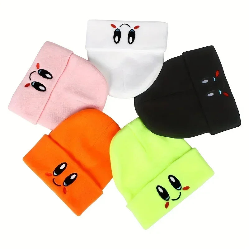 Unisex Cartoon Embroidered Big Eye Beanies Casual Hats Knitted Winter Warm Hat Hip Hop Skull Bonnet