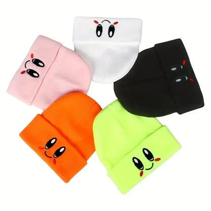 Unisex Cartoon Embroidered Big Eye Beanies Casual Hats Knitted Winter Warm Hat Hip Hop Skull Bonnet