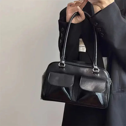 Vintage PU Leather Tote Bag Women's Shoulder Handbag