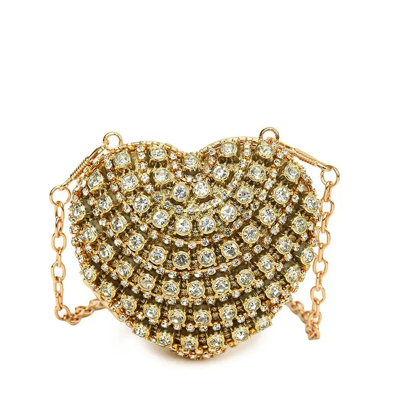 Crystal Heart Clutch Purse – Luxury Diamond Evening Bag for Women
