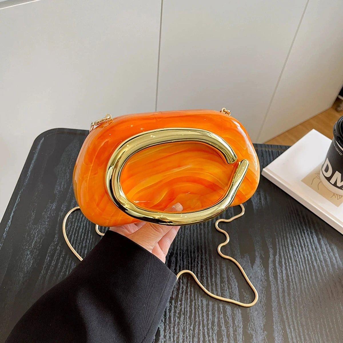 Acrylic Metal Handle Evening Bag – Women's Clutch Handbag