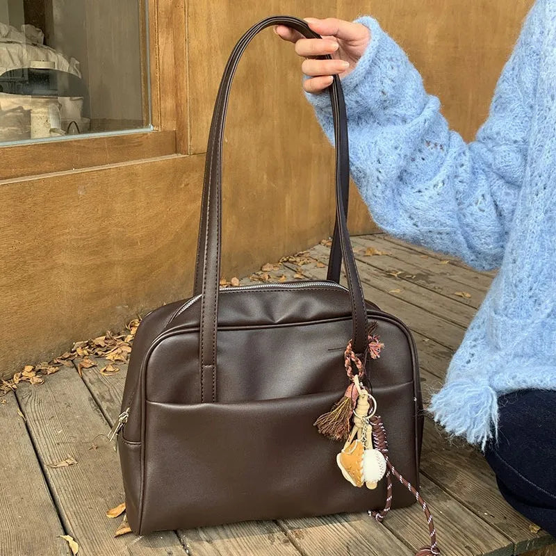 Large Capacity Vintage Shoulder Bag for Women – Korean Style