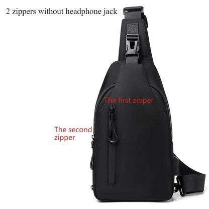 Men's Sling Bag with USB Charging Port & Headphone Jack