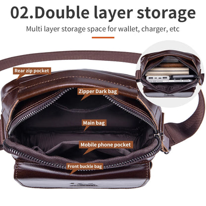 Steel Lion Men's Leather Crossbody Bag – Casual Vertical Shoulder Bag