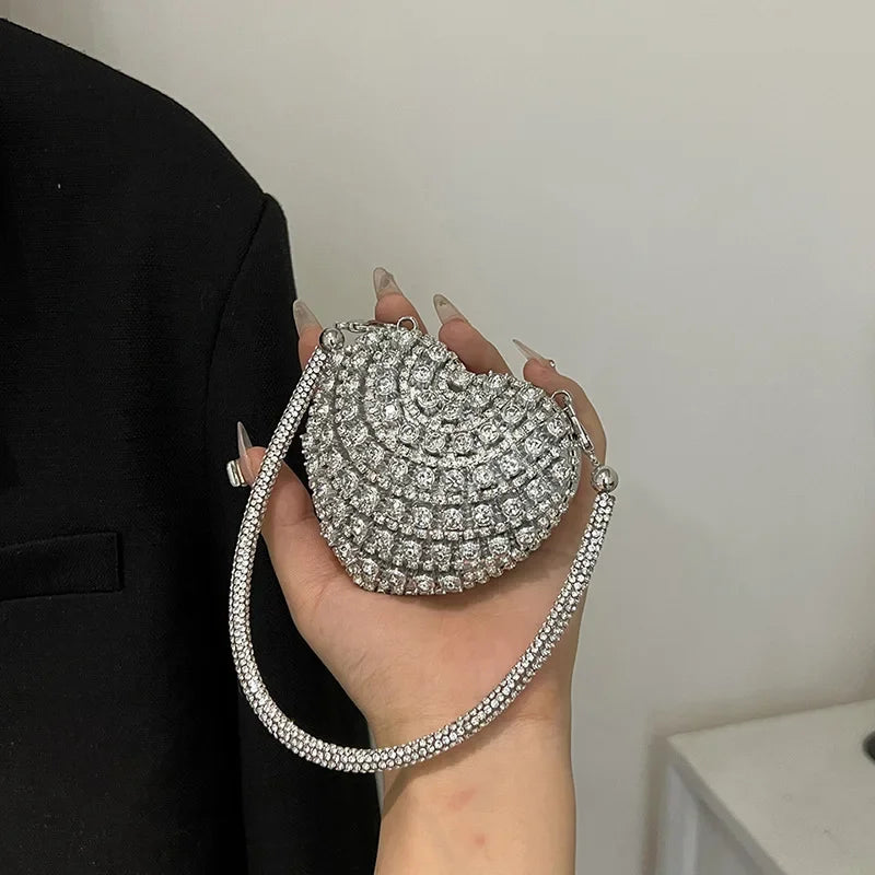 Crystal Heart Clutch Purse – Luxury Diamond Evening Bag for Women