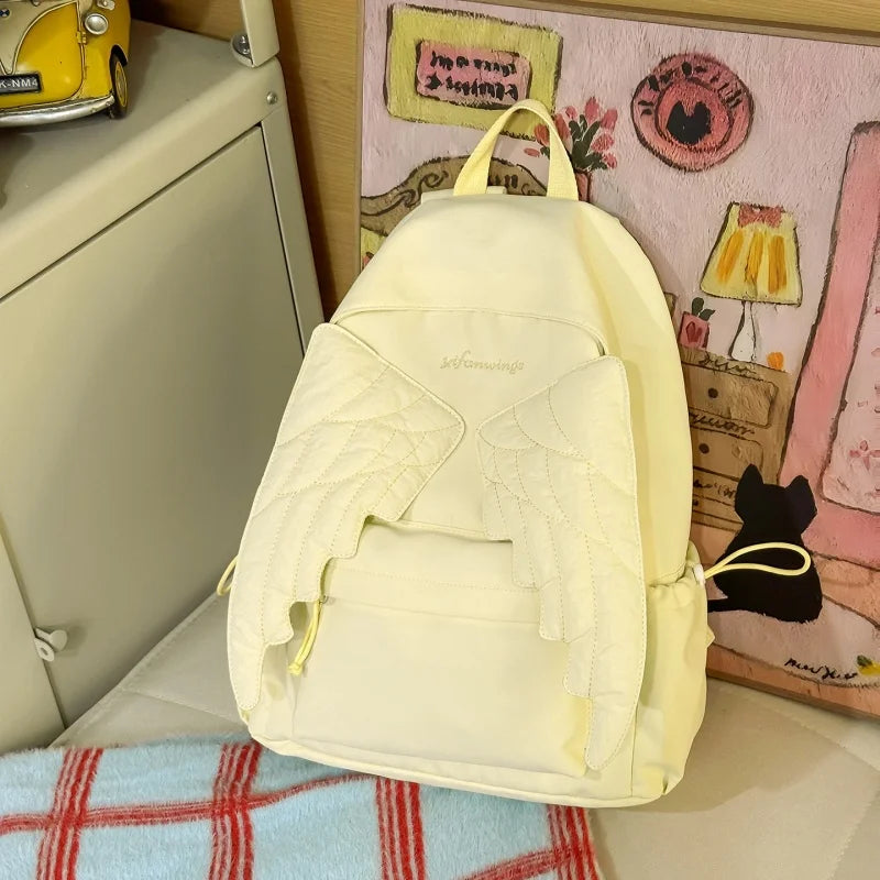 Angel Wing Nylon Backpack – Large Capacity Lightweight School Bag