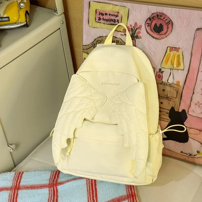 Angel Wing Nylon Backpack – Large Capacity Lightweight School Bag
