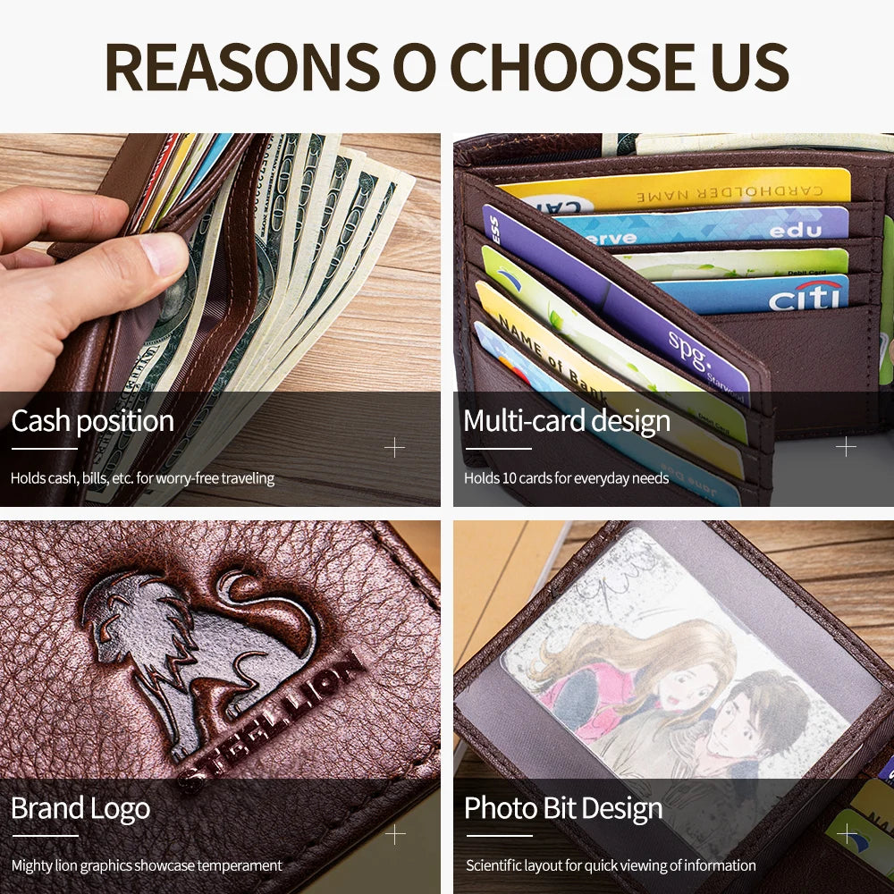 Steel Lion Men's RFID Blocking Genuine Leather Wallet