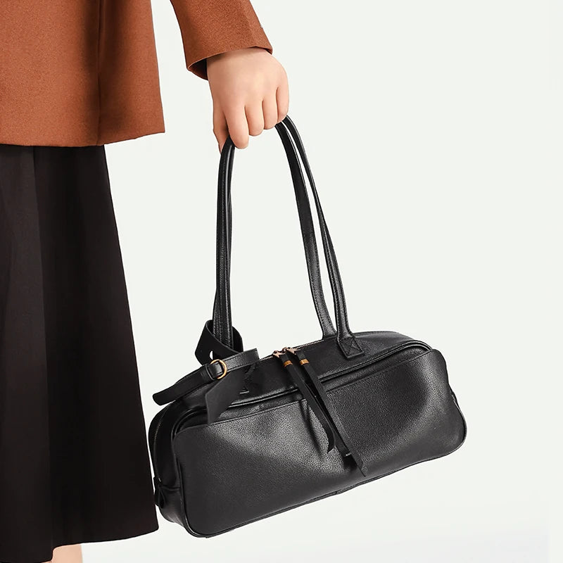 Genuine Leather Tote Bag – Large Capacity Cowhide Shoulder Bag for Women